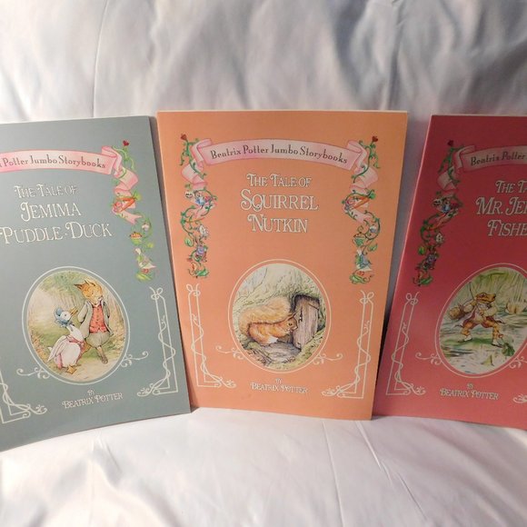 BEATRIX POTTER JUMBO STORY BOOKS SQUIRREL NUTKIN PUDDLE DUCK MR. JEREMY FISHER - Picture 1 of 11